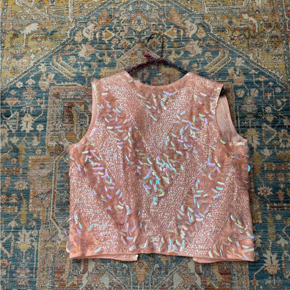 Pink Vintage Sequin Top